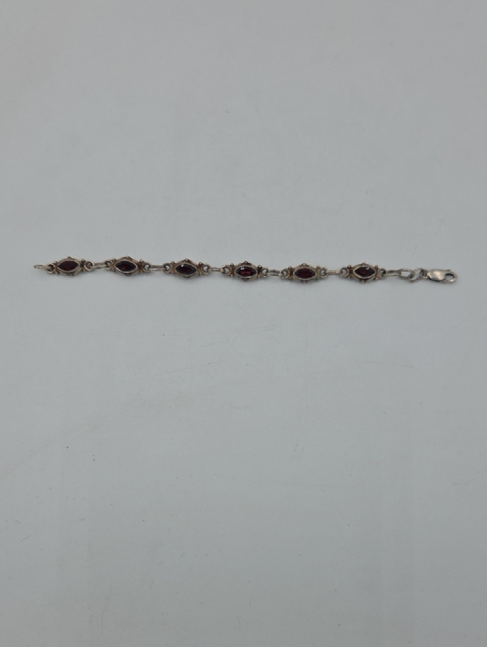 Sterling Silver Garnet Link Bracelet